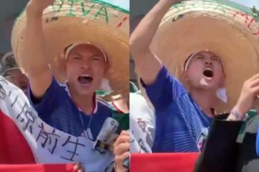 Aficionado de Japón con sombrero de charro durante el Mundial 2026.