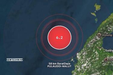 El terremoto ocurrió en alta mar, cerca de Halmahera del Norte, en la provincia de las Molucas.