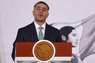 Omar García Harfuch habla en la conferencia de la presidenta Claudia Sheinbaum