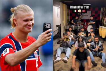 Erling Haaland celebró el cover mexicano de su canción en redes sociales.
