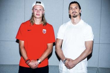 Zlatan Ibrahimovic presumió fotos con el goleador de Noruega