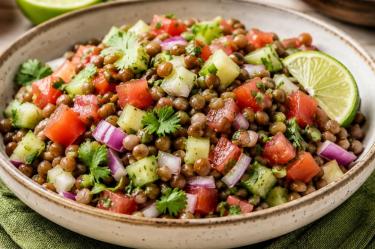 Sencillo ceviche de lentejas para una cena ligera, saludable y deliciosa