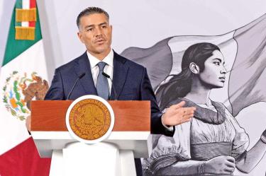 Omar García Harfuch, titular de la SSPC, en conferencia el 14 de julio de 2026.