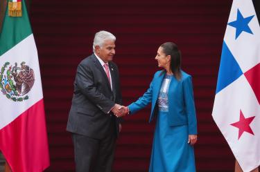 En Palacio Nacional, la presidenta Claudia Sheinbaum recibe a su homólogo de Panamá, José Raúl Mulino Quintero