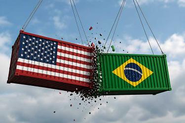 Ilustración sobre el arancel del 25% de Eu a Brasil.