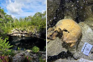 Descubren restos óseos y cerámica antigua en el cenote Yaakun de Quintana Roo
