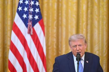 US President Donald Trump addresses the nation from the East Room of the White House in Washington, DC on July 16, 2026.     SAUL LOEB/Pool via REUTERS