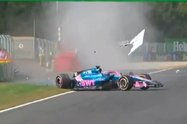Así terminó el coche de Pierre Gasly luego de su choque en Bélgica.