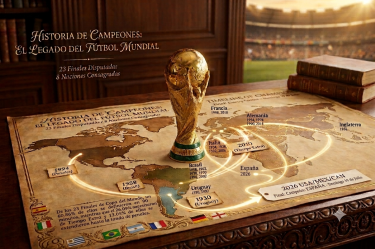 Todos los campeones del mundo desde 1930 hasta 2026; Brasil es el máximo ganador.