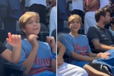 El hijo menor del futbolista se mostró entusiasmado al escuchar la canción de su mamá