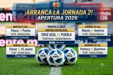La Jornada 2 del Apertura 2026 arrancará el martes 21 y terminará el domingo 26 de julio.