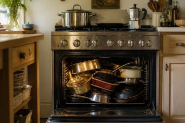 ¿Por qué no debes guardar ollas en el horno de la estufa?