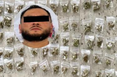 Durante una revisión preventiva le aseguraron 100 dosis de marihuana, 102 envoltorios con cocaína
