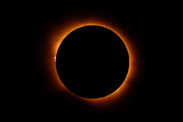 The moon completely covers the sun during a total solar eclipse as seen from Arija, Spain, August 12, 2026. REUTERS/Borja Suarez