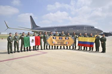El apoyo salió de la Base Aérea Militar de Santa Lucía, Estado de México
