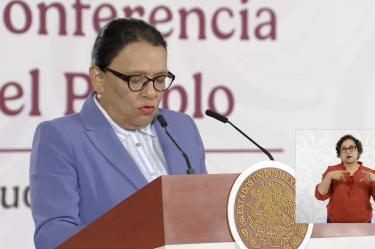 Rosa Icela Rodríguez presenta avances del programa “México te abraza” para connacionales.