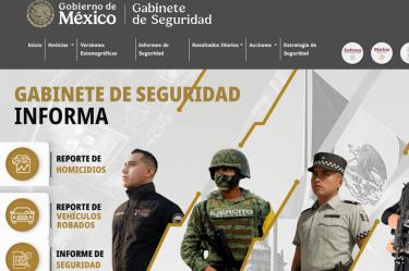 Imagen del nuevo sitio en internet del Gabinete de Seguridad del Gobierno de México.