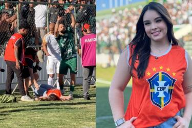 Sibele Santos recibió un fuerte pelotazo en la cabeza y quedó inconsciente durante el partido entre Gama y São José-RS.