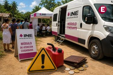 Módulo itinerante del INE en Campeche enfrenta dificultades de operación por falta de recursos para combustible y viáticos.
