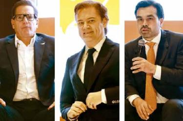 Salomón Chertorivski, presidente del Consejo Consultivo Pensando en México de MC; el consejero y exsecretario de Educación Pública, Aurelio Nuño, y Jorge Álvarez Máynez, en el encuentro.