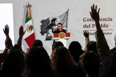 Rosa Icela Rodríguez encabezó la Conferencia del Pueblo en representación de Claudia Sheinbaum, este 21 de agosto de 2026.