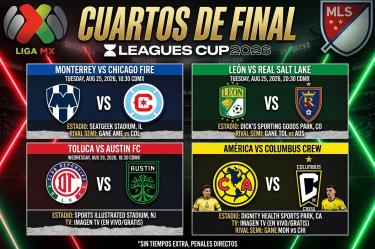 Dos de los 4 partidos de los Cuartos de Final de Leagues Cup 2026 se transmitirán a través de TV Abierta en México.