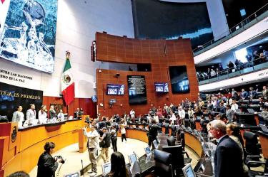 Legisladores en el Senado, durante sesión.