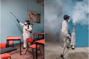 Fumigan escuelas de Hidalgo antes del regreso a clases por plaga de mosquitos cerca de la Presa Endhó