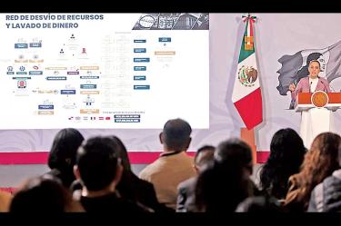 Claudia Sheinbaum, presidenta de México, durante su conferencia matutina del 28 de agosto de 2026.
