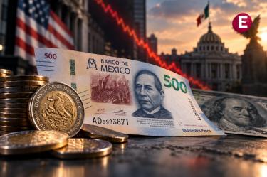 Billete de 500 pesos mexicanos y dólar estadounidense en una imagen financiera que representa la depreciación del peso ante la expectativa de datos de inflación en Estados Unidos y el Paquete Económico 2027.