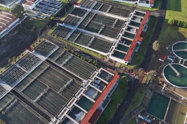 Vista aérea de la infraestructura y tanques de clarificación de la planta potabilizadora del Sistema Cutzamala.