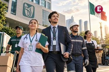 Trabajadores de distintos sectores en México representan el crecimiento del empleo formal registrado ante el IMSS durante agosto.