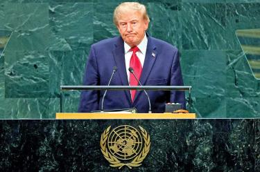 Donald Trump, presidente de EU, durante su discurso en la ONU el 22 de septiembre de 2026.