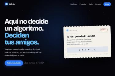 VeinteSocial se plantea como una nueva alternativa para traer de vuelta la esencia original de las redes sociales.REMITIDA / HANDOUT por VEINTESOCIALFotografía remitida a medios de comunicación exclusivamente para ilustrar la noticia a la que hace referencia la imagen, y citando la procedencia de la imagen en la firma01/10/2026