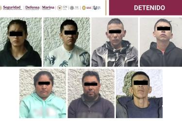 Derivado de la ejecución de siete cateos, las autoridades detuvieron a siete presuntos integrantes de la organización “El Güero Fresa”