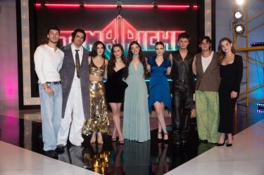 Elenco durante la presentación a prensa de la serie de nueva serie de la plataforma ViX “Timbiriche”, producción de Televisa Univision.
