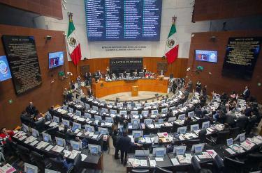 Recinto del Senado de México durante la sesión de los legisladores el 6 de octubre de 2026.