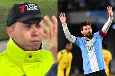 Un guardia de seguridad estuvo de espaldas mientras Messi daba su discurso, lo conmovió tanto que llegó hasta las lágrimas