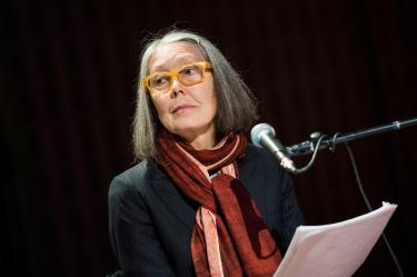 Canadian poet Anne Carson performs her work "Antigonick" at the Moderna Museet art gallery in Stockholm, Sweden, on May 8, 2015. Photo: Pontus Lundahl / TT This text is auto translated
