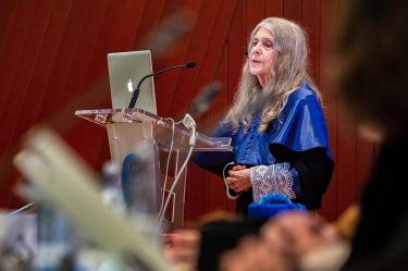 Margaret Hamilton, durante una conferencia.