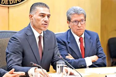 Omar García Harfuch, secretario de Seguridad, con Ricardo Monreal, presidente de la Jucopo.