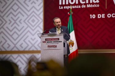 Alfonso Durazo, presidente del Consejo Nacional de Morena, respaldó el método de encuestas propuesto por el fundador del movimiento, Andrés Manuel López Obrador.