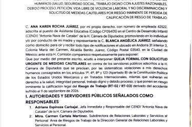 La trabajadora del CENDI, Ana Karen Rocha Juárez narra a la CNDH la ruta de hostigamiento que ha vivido