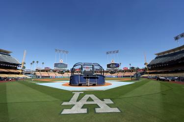 Oct 4, 2026; Los Angeles, California, USA; A general view before game two of the NLDS for the 2026 MLB Playoffs at Uniqlo Field at Dodger Stadium. Mandatory Credit: Kiyoshi Mio-Imagn Images