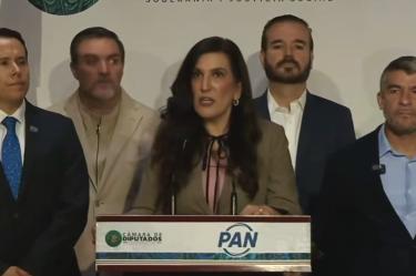 Conferencia de prensa en la Cámara de Diputados.