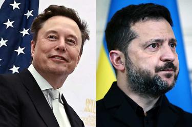 Elon Musk y Volodimir Zelenski.
