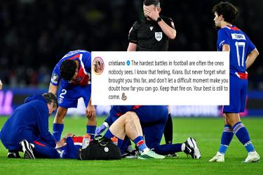 Cristiano Ronaldo comentó la publicación de Khvicha Kvaratskhelia tras confirmarse su rotura de ligamento