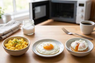 Las tres recetas más sencillas para preparar huevos en microondas.