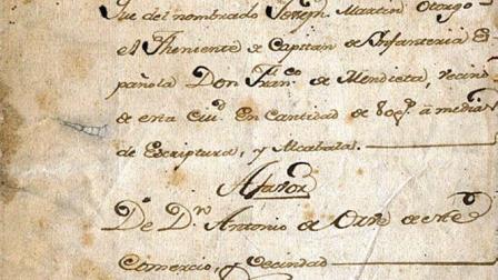 Portada de la escritura de venta de un esclavo.