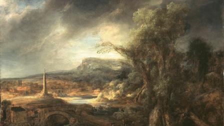 "Paisaje con un obelisco", de Govaert Flinck (1638) en foto folleto proporcionado por el Isabella Stewart Gardner Museum en Boston, Massachusetts, el 18 de marzo de 2013. La pintura está incluida en una lista de varias obras de arte robadas del museo en el que los expertos estiman 300 millones de dólares, en un robo descarado el 19 de marzo de 1990.